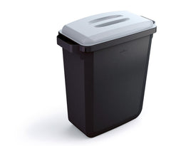 Durable DURABIN ECO 80% Recycled Plastic Waste Recycling Bin 60 Litre Rectangular Black with Grey ECO Lid - VEH2023022 DD