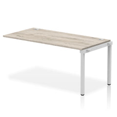 Impulse Single Row Bench Desk Extension Kit W1600 x D800 x H730mm Grey Oak Finish Silver Frame - IB00377 DD