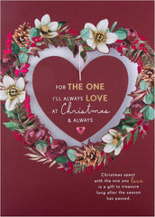 Hallmark Boxed Christmas Card for One I Love - Traditional Heart and Verse Design, 25575200, Multicoloured