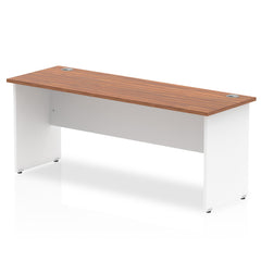 Impulse Straight Office Desk W1800 x D600 x H730mm Panel End Leg Walnut Finish White Frame - TT000103 DD
