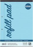 Rhino Blue Paper Refill Pad 8mm Lines + Margin A4 50 Leaf 100 pages