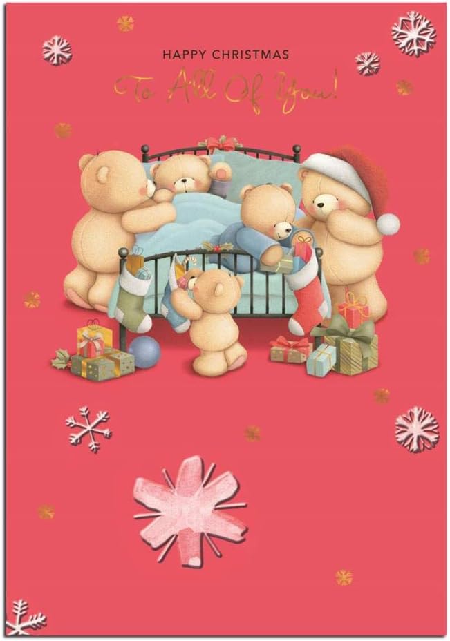 Christmas Greeting Card for All of You with Festive Forever Friends Bear Design