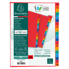 Exacompta Index A-Z A4 225gsm Pressboard Assorted Colours - 4803Z