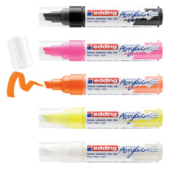 edding 5000 Acrylic Marker Chisel Tip 5-10mm Line Assorted Neon Colours (Pack 5) 4-5000-5