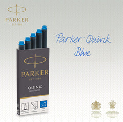 Parker Quink Long Ink Refill Cartridge for Fountain Pens Blue