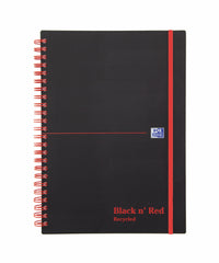 Black n Red A5 Wirebound Polypropylene Cover Notebook Recycled Ruled 140 Pages Black/Red (Pack 5) - 100080221