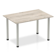Impulse 1200mm Straight Table Grey Oak Top Silver Post Leg I003251 DD