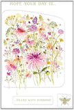 Watercolour Pink Embossed Meadow Flowers Birthday Card