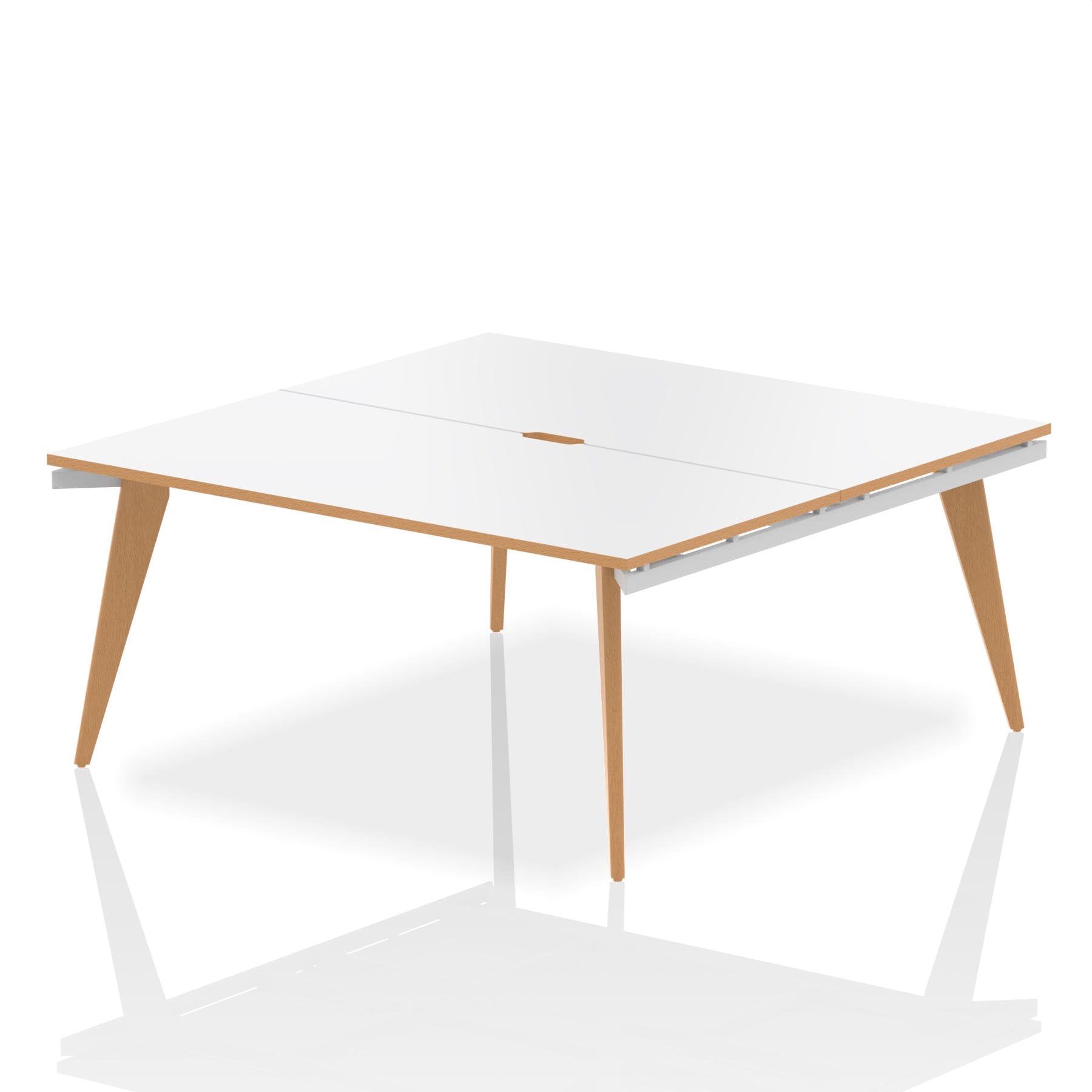 Oslo 1600mm Back to Back 2 Person Desk White Top Natural Wood Edge White Frame OSL0109 DD