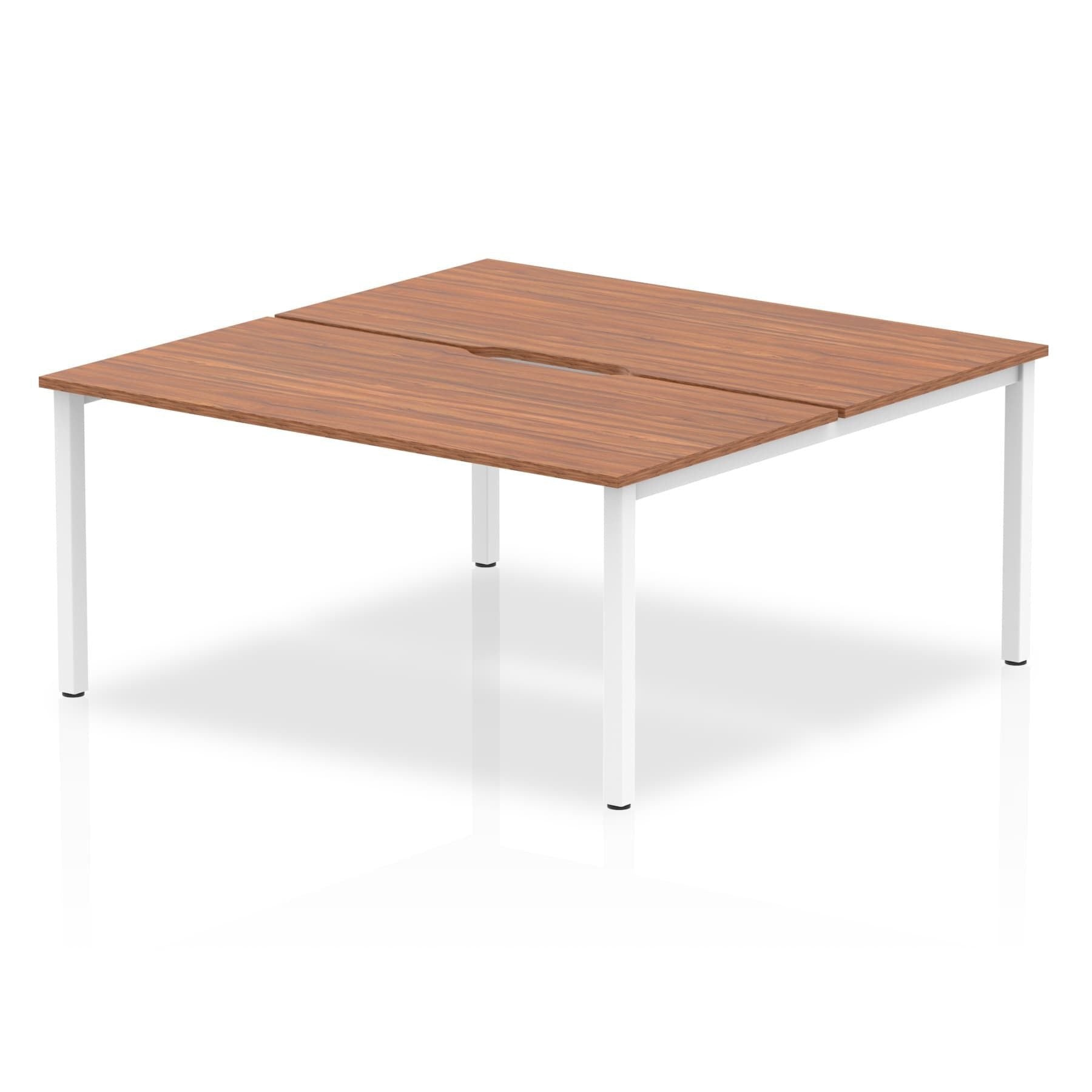 Evolve Plus 1600mm Back to Back 2 Person Desk Walnut Top White Frame BE147 DD