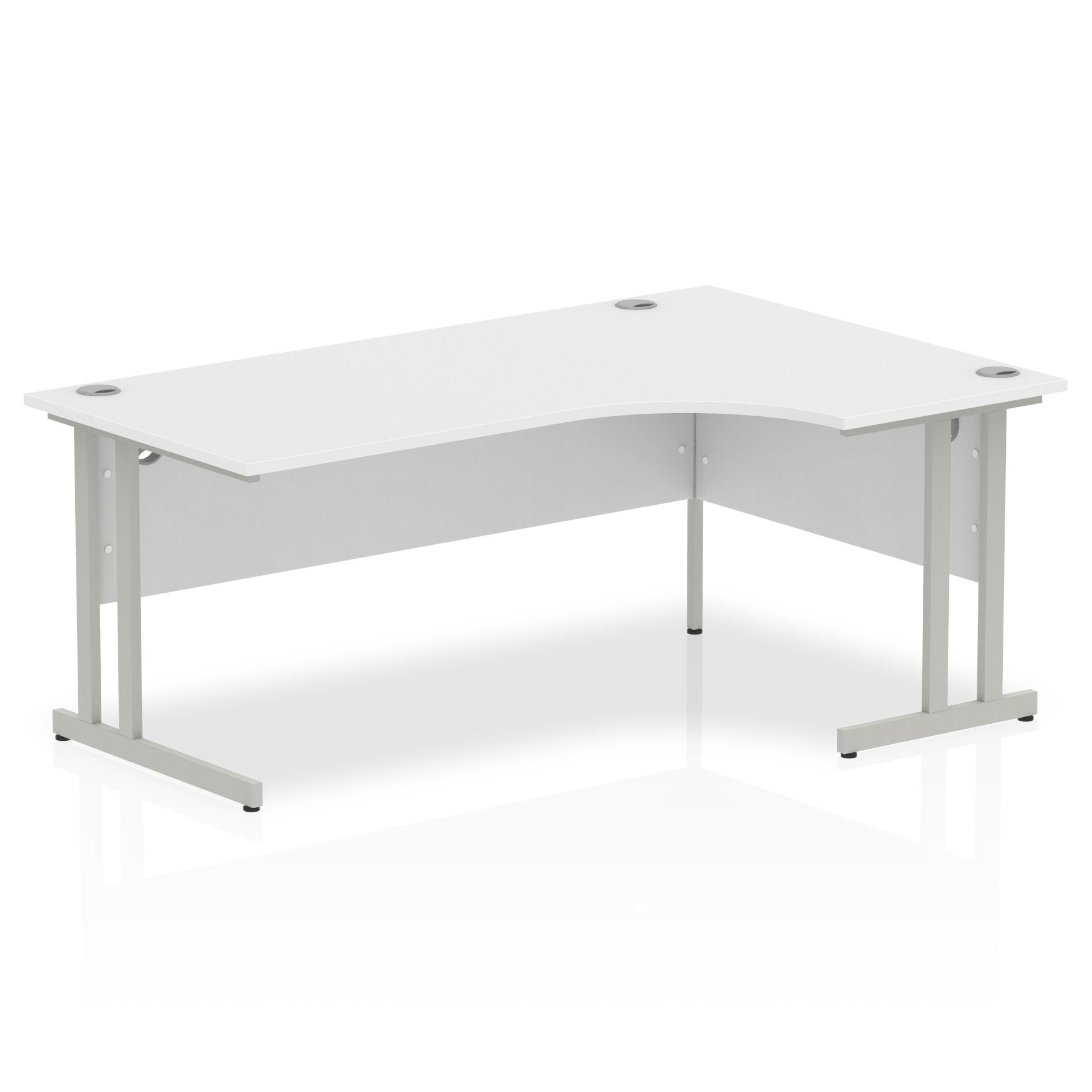 Impulse 1800mm Right Crescent Desk White Top Silver Cantilever Leg I000324 DD