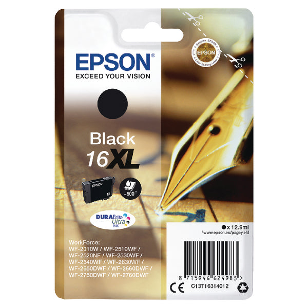 Epson 16XL Pen and Crossword Black High Yield Ink Cartridge 13ml - C13T16314012