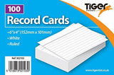 Tiger 6x4" White Record Cards Ruled (Pack of 100) – Bulk Wholesale UK