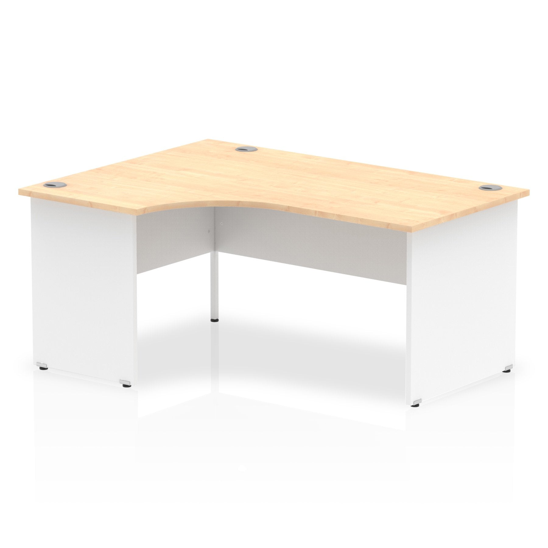 Dynamic Impulse 1600mm Left Crescent Desk Maple Top White Panel End Leg TT000113 DD