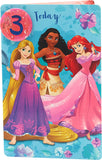 Disney Princesses 3rd Birthday Greetings Card with Badge
