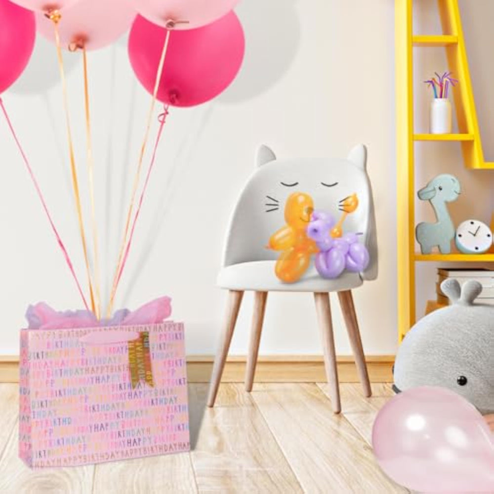 Glick Luxury Gift Bags, Happy Birthday Landscape Gift Bag, Pink, 275 high x 355 wide x 100 mm deep