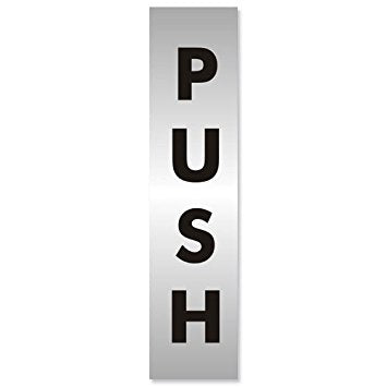 SECO Acrylic PUSH Door Sign Brushed Aluminium Composite 190 x 45mm - BAC126-45X190