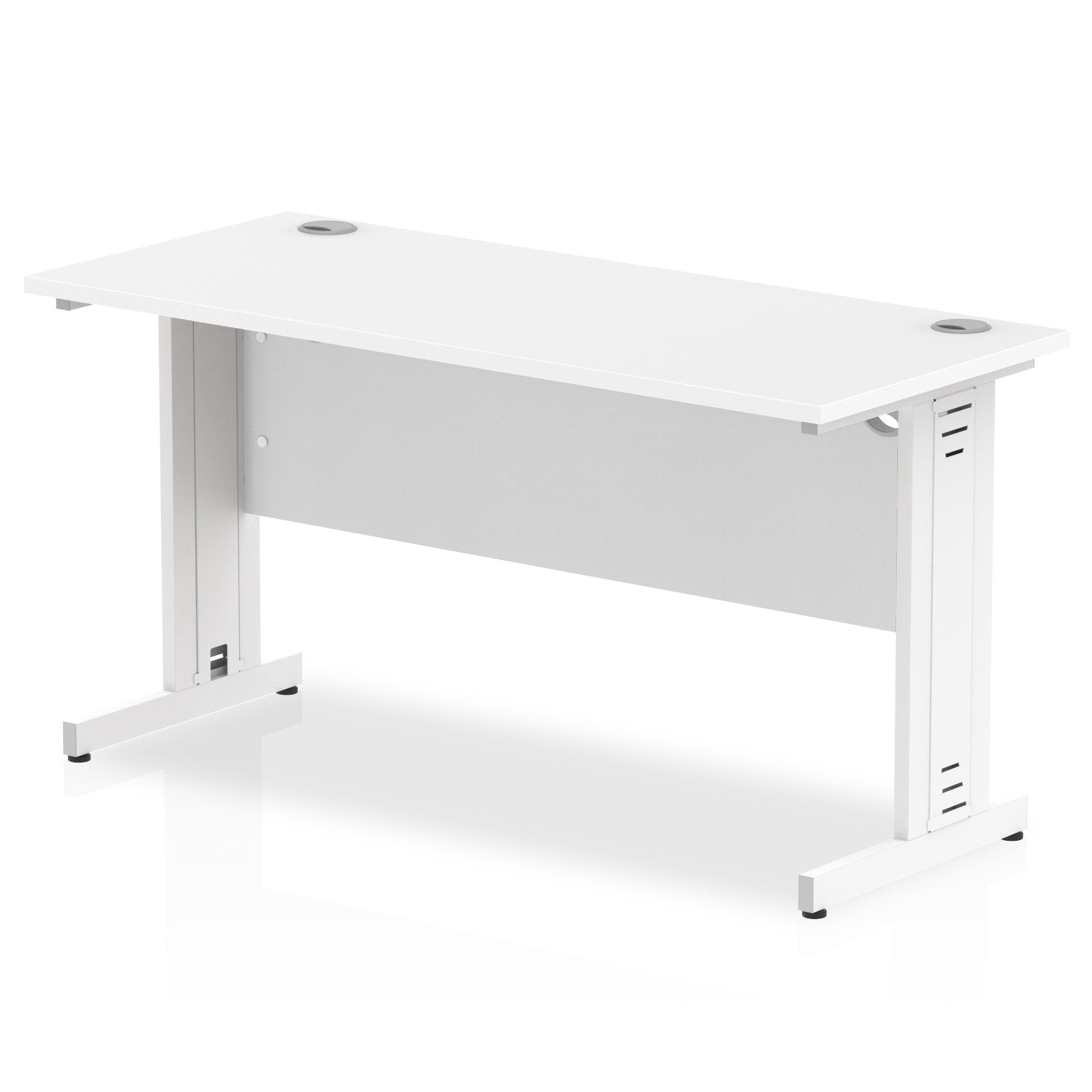 Impulse 1400 x 600mm Straight Desk White Top White Cable Managed Leg MI002282 DD