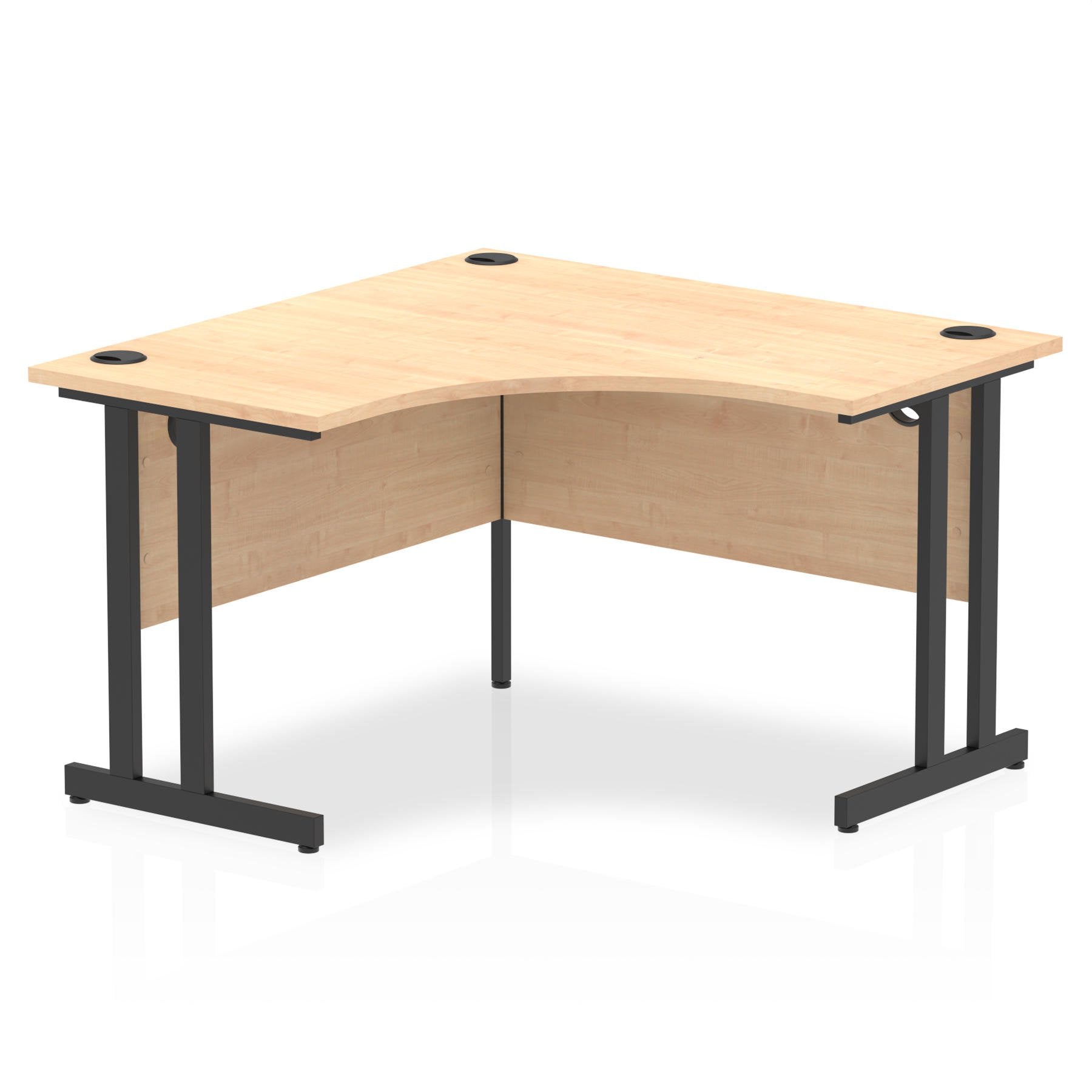 Dynamic Impulse W1200 x D1200/600 x H730mm Corner Desk With Cable Management Ports & Modesty Panel Cantilever Leg Maple Finish Black Frame - MI003222 DD