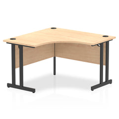 Dynamic Impulse W1200 x D1200/600 x H730mm Corner Desk With Cable Management Ports & Modesty Panel Cantilever Leg Maple Finish Black Frame - MI003222 DD