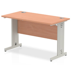 Impulse 1200 x 600mm Straight Desk Beech Top Silver Cable Managed Leg MI001759 DD