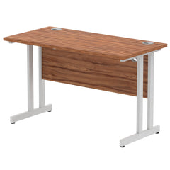 Impulse 1200 x 600mm Straight Desk Walnut Top Silver Cantilever Leg MI001910 DD