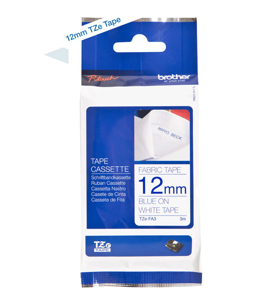Brother Blue On White Label Tape 12mm x 3m - TZEFA3