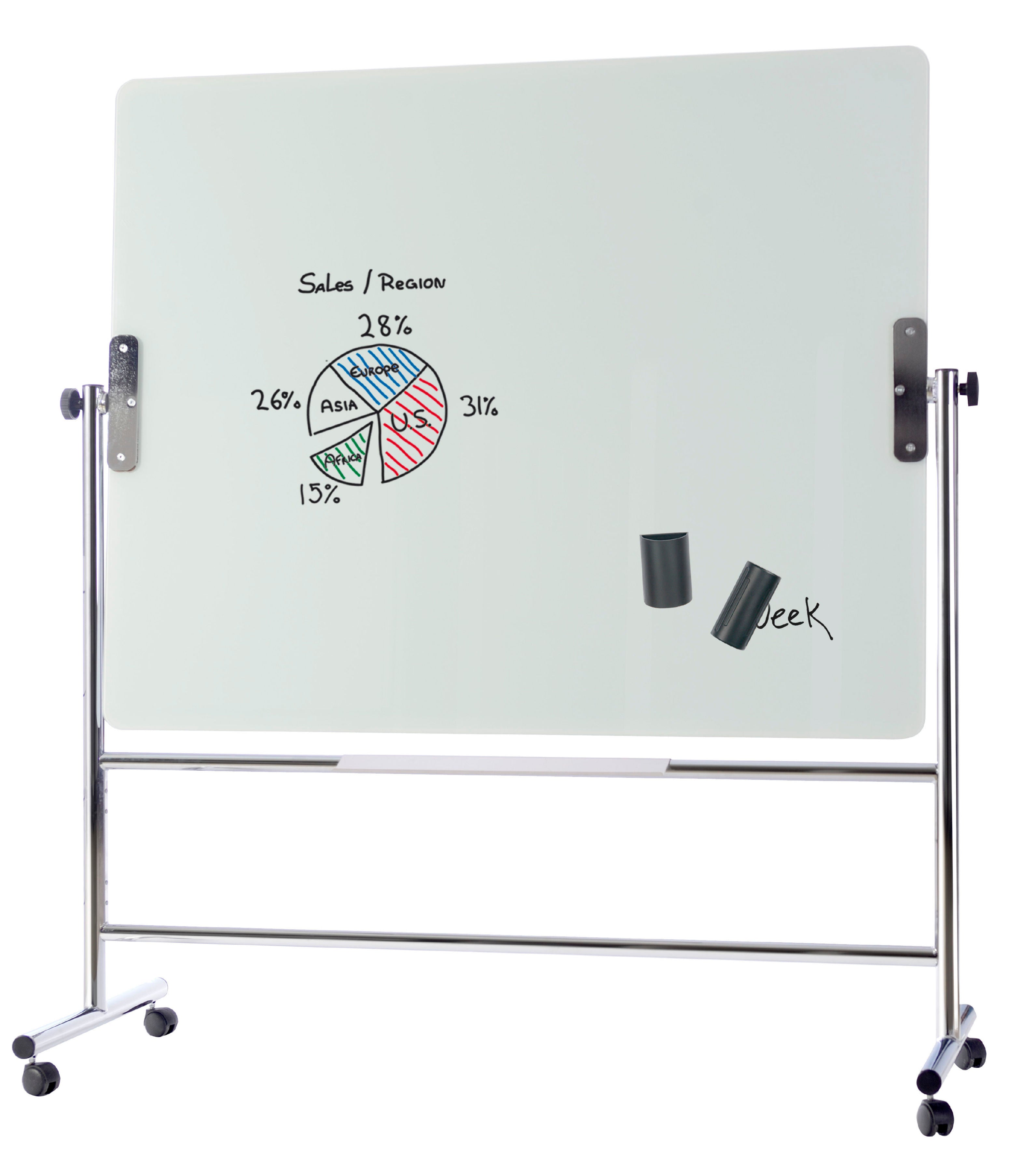 Bi-Office Revolving Double Sided Magnetic Glass Whiteboard 1500x1200mm - GQR0450 DD