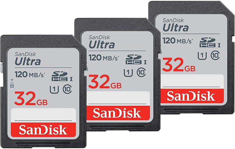 SanDisk 32GB Ultra Class 10 UHSI SDHC Memory Cards 3 Pack