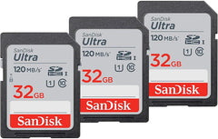 SanDisk 32GB Ultra Class 10 UHSI SDHC Memory Cards 3 Pack