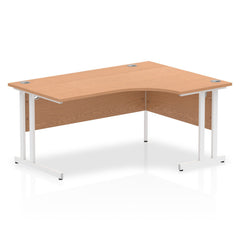 Impulse Contract Right Hand Crescent Cantilever Desk W1600 x D1200 x H730mm Oak Finish/White Frame - I002845 DD