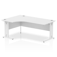 Impulse Contract Left Hand Crescent Cable Managed Leg Desk W1800 x D1200 x H730mm White Finish/White Frame - I002398 DD