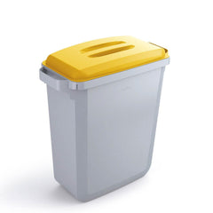 Durable DURABIN Plastic Waste Recycling Bin 60 Litre Rectangular Grey with Yellow Lid - VEH2012026 DD
