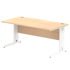 Impulse 1600 x 800mm Straight Desk Maple Top White Cable Managed Leg MI002499 DD