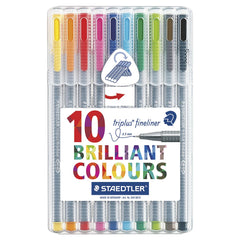 Staedtler Triplus Fineliner Pen 0.8mm Tip 0.3mm Line Assorted Colours in a Desktop Box (Pack 10) - 334SB10
