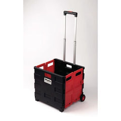 Slingsby Folding Box Trolley with Telescopic Handle 35Kg Capacity W380 x D430 x H410 (Open) Black/Red - 418972 DD