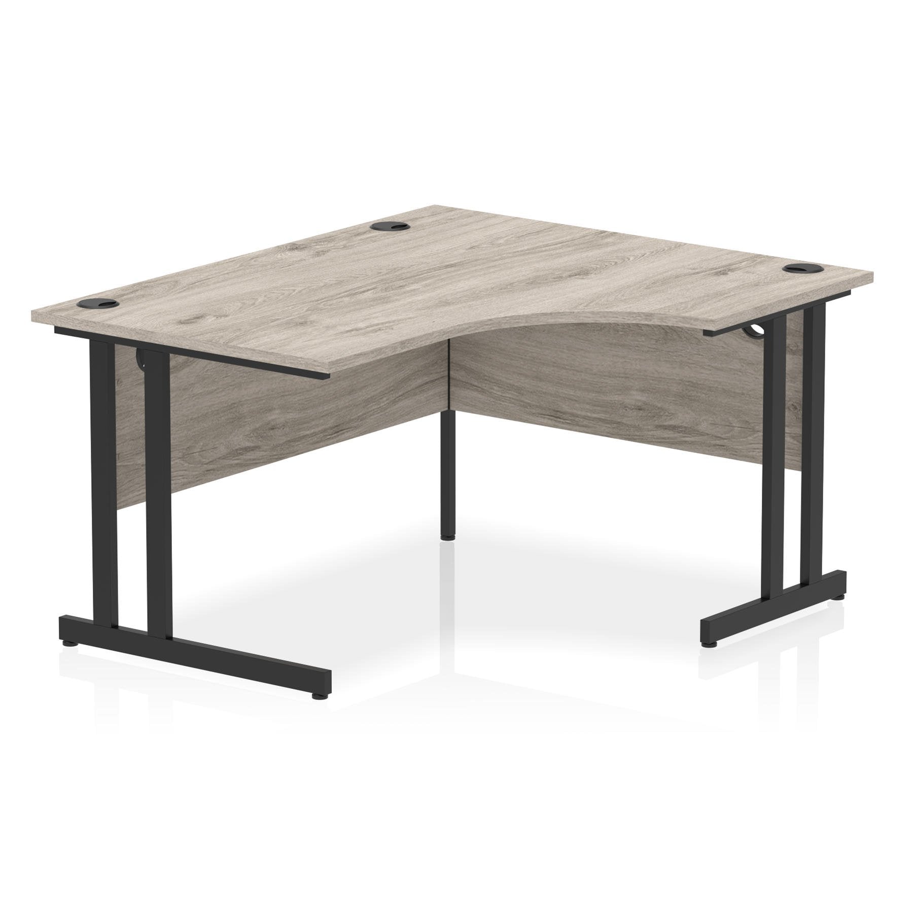 Dynamic Impulse W1400 x D800/1200 x H730mm Right Hand Crescent Desk With Cable Management Ports Cantilever Leg Grey Oak Finish Black Frame - MI003351 DD