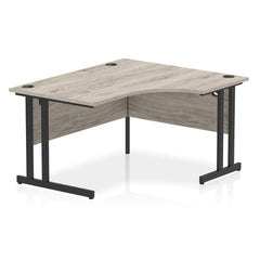 Dynamic Impulse W1400 x D800/1200 x H730mm Right Hand Crescent Desk With Cable Management Ports Cantilever Leg Grey Oak Finish Black Frame - MI003351 DD
