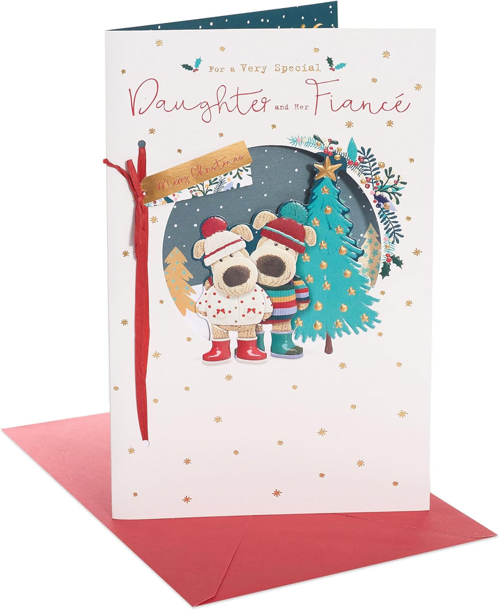 Boofle Embellished Christmas Card for Daughter & Fiancé – Cute Festive Design