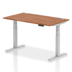 Dynamic Air 1400 x 800mm Height Adjustable Desk Walnut Top Cable Ports Silver Leg HA01086 DD