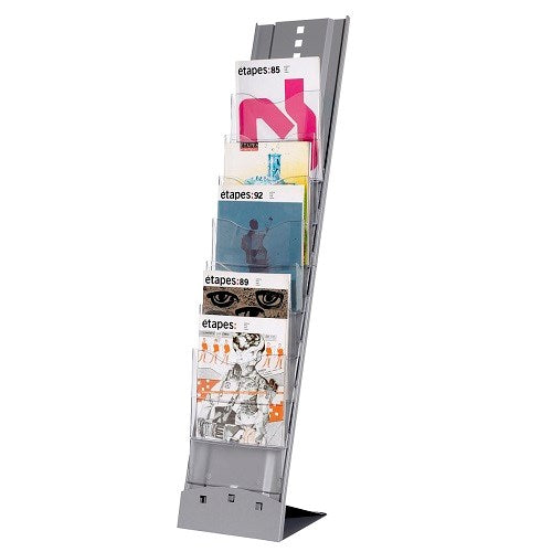 Fast Paper Literature Holder Floor Standing 7 Compartment A4 Portrait Grey - F285735 DD