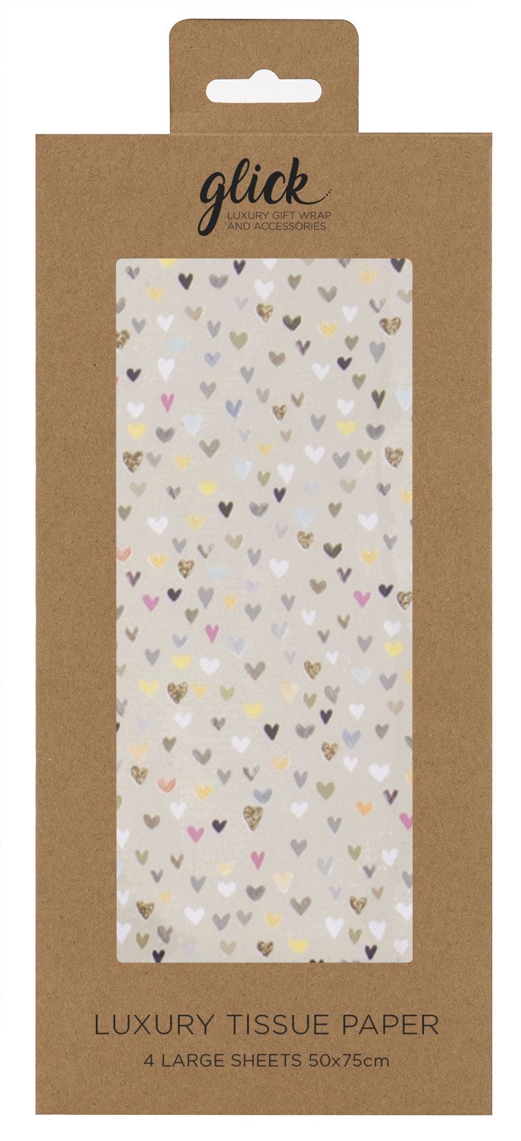 Glick Four Sheets of Hearts Tissue Paper