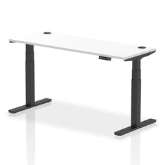 Dynamic Air 1600 x 600mm Height Adjustable Desk White Top Cable Ports Black Leg HA01235 DD