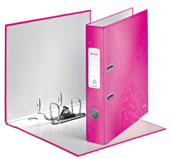 Leitz WOW Lever Arch File Laminated Paper on Board A4 50mm Spine Width Pink Metallic (Pack 10) 10060023 DD