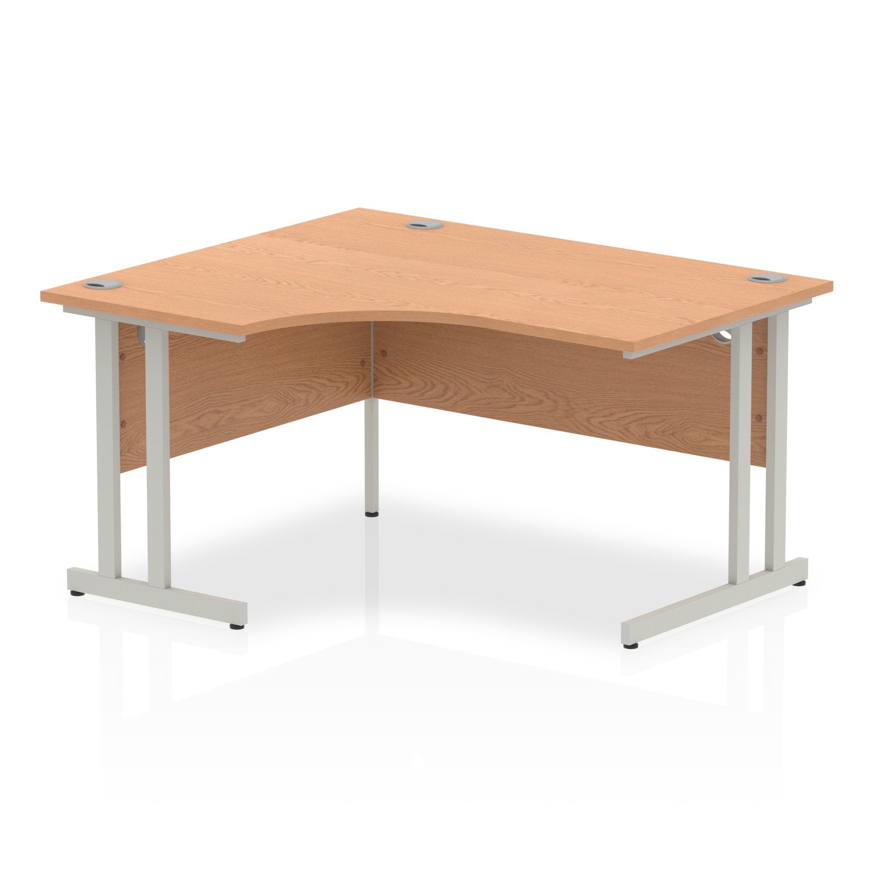 Impulse 1400mm Left Crescent Desk Oak Top Silver Cantilever Leg I003821 DD
