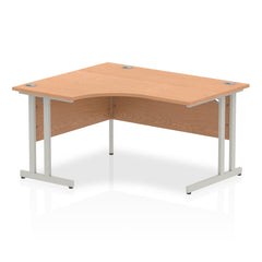 Impulse 1400mm Left Crescent Desk Oak Top Silver Cantilever Leg I003821 DD