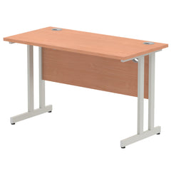 Impulse 1200 x 600mm Straight Desk Beech Top Silver Cantilever Leg MI001679 DD