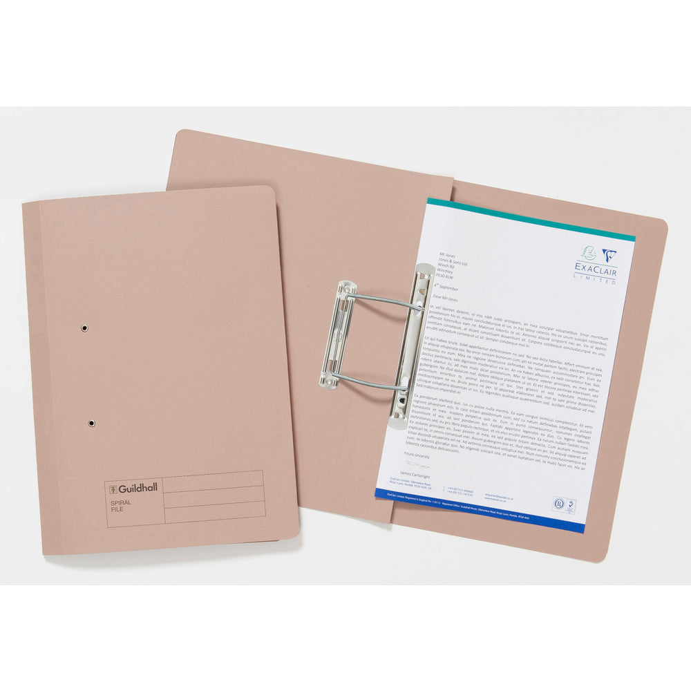 Guildhall Spring Transfer File Manilla Foolscap 285gsm Buff (Pack 25) - 346-BUFZ