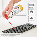 Fellowes 200ml invertible air duster for cleaning electronics and office equipment, featuring a compact design and easy spray action.