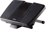 Fellowes Professional Series Ultra Ergonomic Under Desk Foot Rest in black with adjustable height and massage surface for office comfort.
